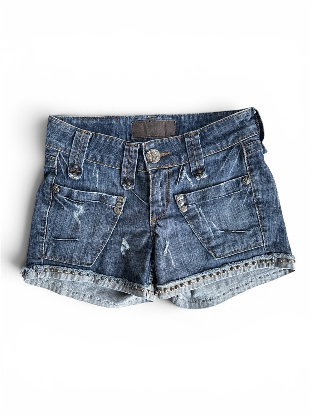 Dolce & Gabbana Vintage Y2K Designer Jean Shorts Studded Hem Size EU 38 (US 2-4)